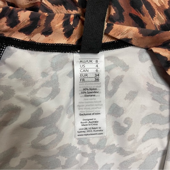Nip Tuck Swim Rash Guard Top Women's Size 4 US Leopard‎ Print Long Sleeve Swim - Picture 8 of 10